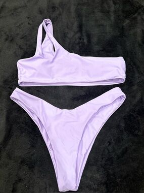 Lilac One-Shoulder Bikini Set